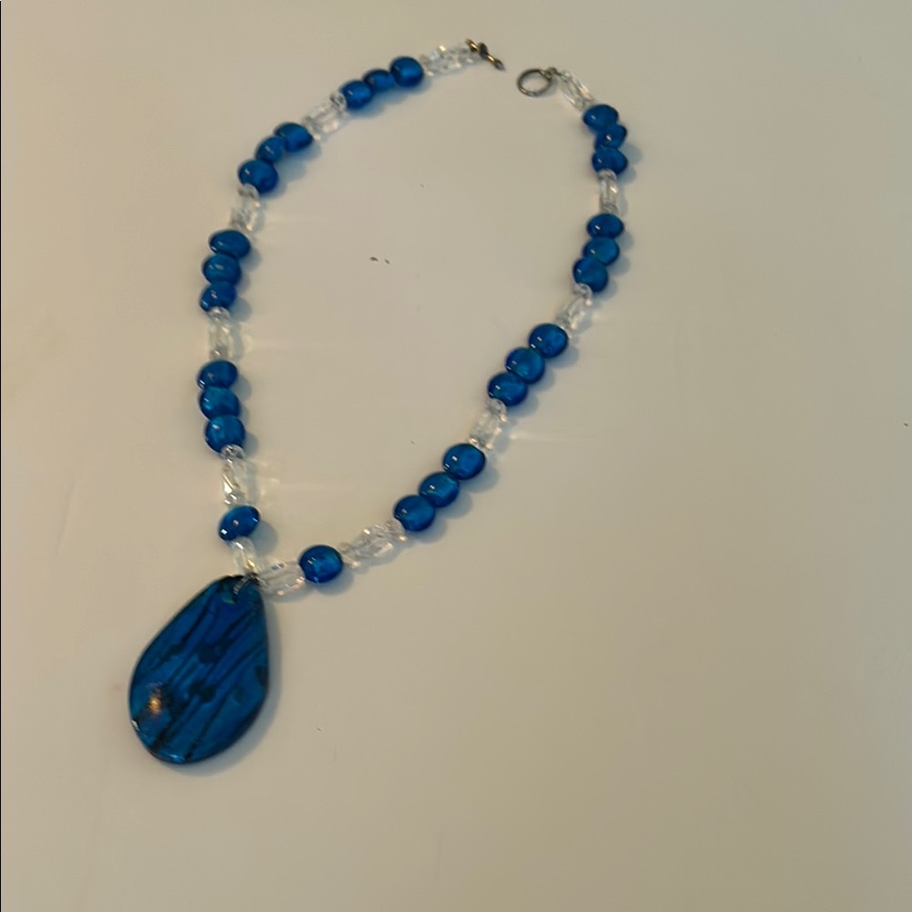 & Other Stories Blue Beaded Necklace with Elegant Pendant